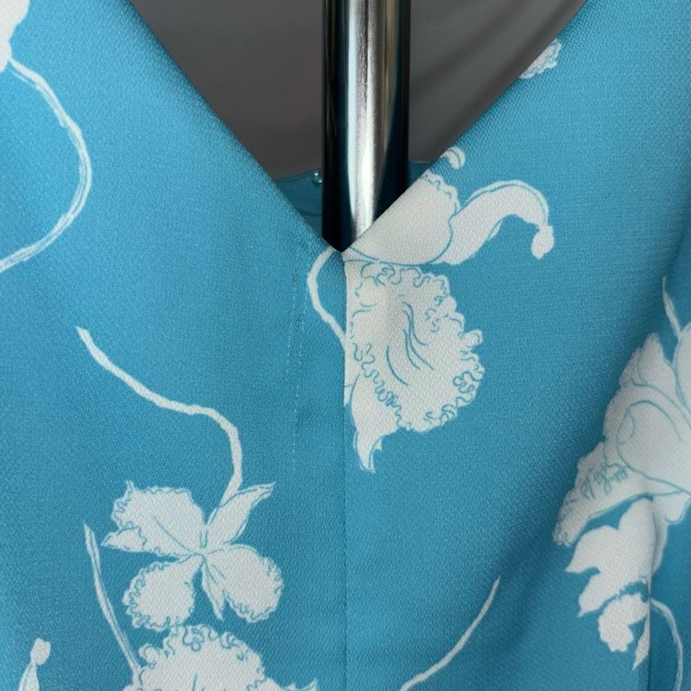 CHELSEA 28 Floral Faux Wrap Dress In Teal-White Melt Size 1X NEW - Picture 11 of 16